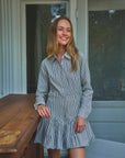 MASON'S DAUGHTER | Harper Longsleeve Shirtdress, Navy Stripe