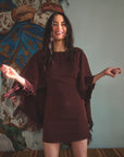 MASON'S DAUGHTER | Katherine Fringe Cape Dress, Brown