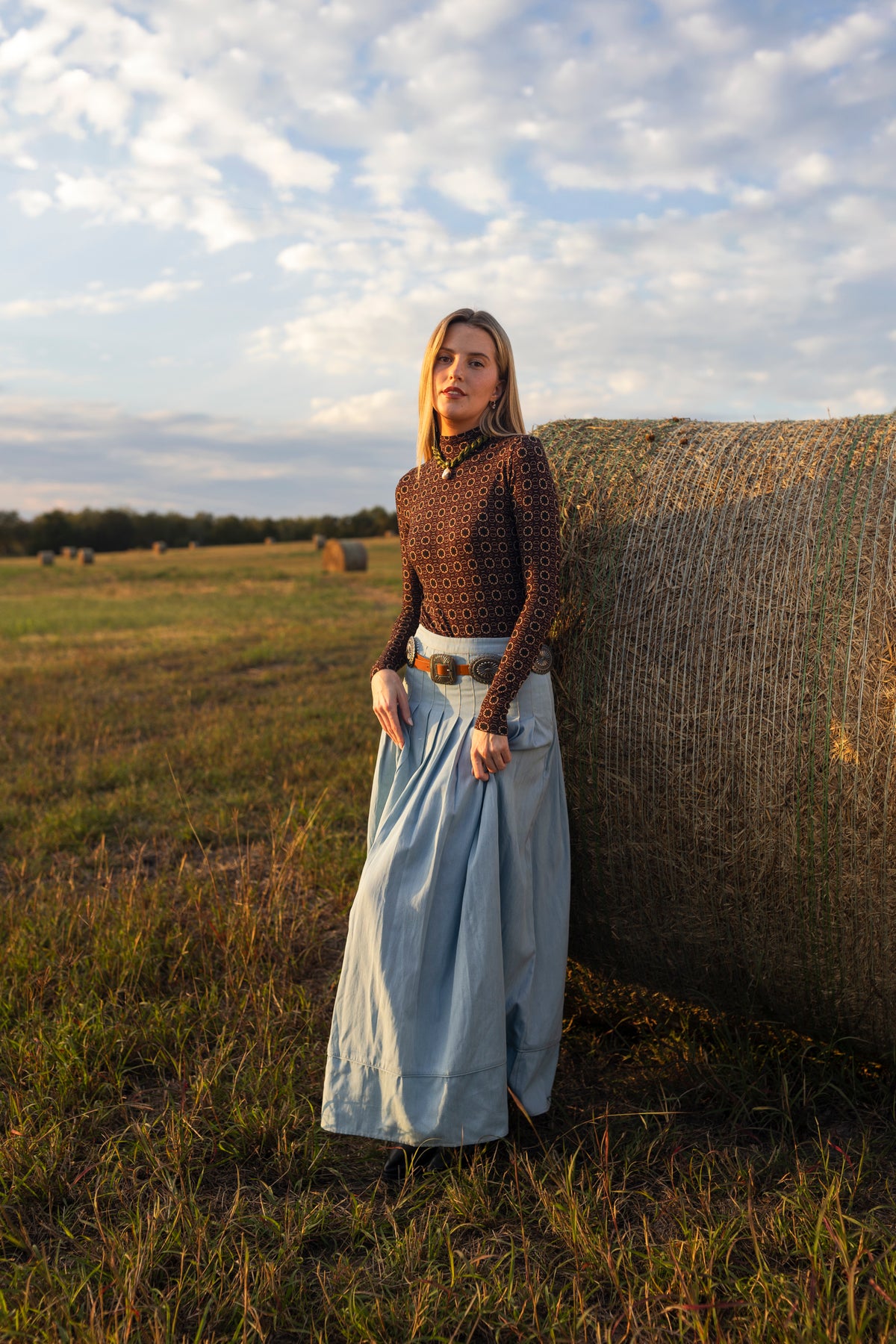 Emma Skirt, Light Wash Chambray