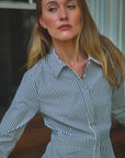 MASON'S DAUGHTER | Harper Longsleeve Shirtdress, Navy Stripe